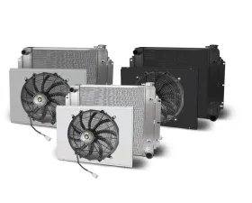 AFCO Aluminum Black Radiator & Shroud Single Black Shroud Crossflow Chevrolet Nova 1962-1967