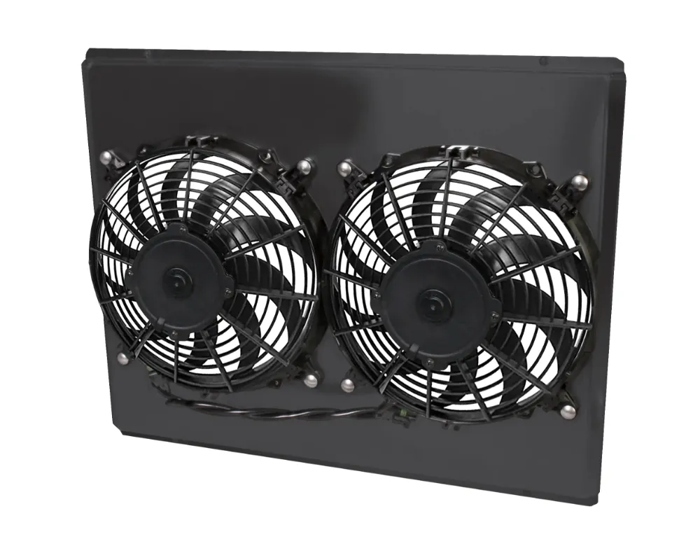 AFCO Aluminum Shroud Only Dual Black Shroud Pontiac GTO w/ Trans Cooler 1964-1967 - 80298-F-DB-Y
