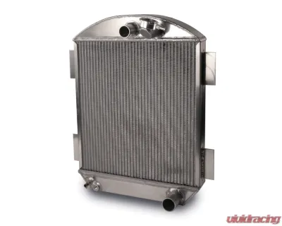 AFCO 18 Wide x 24 Tall Aluminum Black Radiator & Shroud Universal Street Rod Single Black Shroud - 81140-B-SB-N