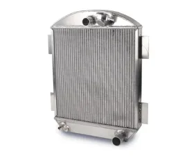 AFCO 18 Wide x 24 Tall Aluminum Black Radiator & Shroud Universal Street Rod Single Polished Shroud