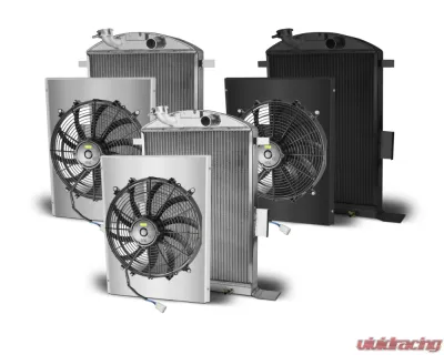 AFCO Aluminum Black Radiator & Shroud Single Polished Shroud Ford 1935 - 81148-B-SP-N