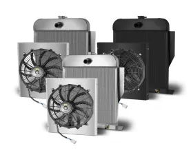 AFCO Aluminum Black Radiator & Shroud Single Black Shroud Ford 1949-1953