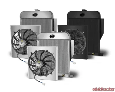 AFCO Aluminum Black Radiator & Shroud Single Black Shroud Ford 1949-1953 - 81164-B-SB-N