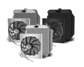 AFCO Aluminum Black Radiator & Shroud Single Polished Shroud Ford 1953-1956