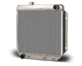 AFCO Down Flow Aluminum Satin Radiator Passenger Outlet w/ Transcooler Ford Mustang 1964-1966