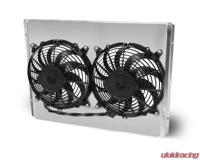 AFCO Aluminum Shroud Only Mopar Driver Inlet Dual Polished Shroud 22" Wide Mopar A, B &amp; E Body - 83296-F-DP-N