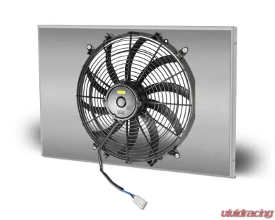 AFCO Aluminum Shroud Only Mopar Driver Inlet Single Satin Shroud 22" Wide w/ Transcooler Mopar A, B &amp; E Body - 83296-F-SS-Y