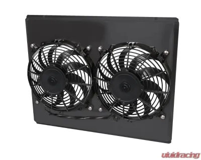 AFCO Aluminum Shroud Only Dual Black Shroud Chevrolet Truck &amp; Blazer w/ LSX Motor 1973-1987 - 84242-F-DB-N