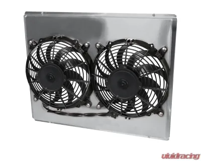 AFCO Aluminum Shroud Only Dual Satin Shroud w/ Transcooler Chevrolet Truck & Blazer w/ LSX Motor 1973-1987 - 84242-F-DS-Y