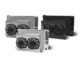 AFCO Aluminum Black Radiator & Shroud Dual Black Shroud Double Pass Chevrolet Truck & Blazer w/ LSX Motor 1973-1987