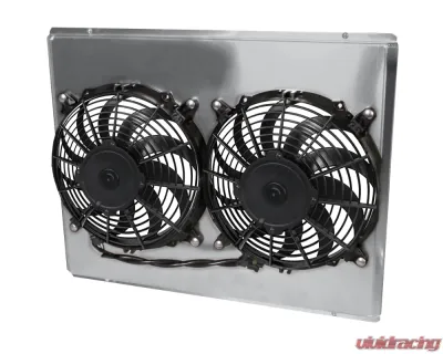 AFCO Aluminum Shroud Only Dual Satin Shroud Chevrolet Truck &amp; Blazer LSX 1967-1972 - 84243-F-DS-N