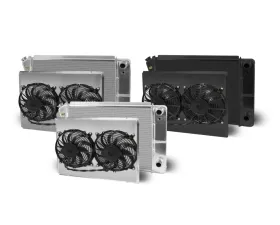 AFCO Aluminum Black Radiator & Shroud Dual Black Shroud Double Pass Chevrolet Truck & Blazer LSX 1967-1972