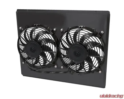 AFCO Aluminum Shroud Only Dual Black Shroud Double Pass Crossflow GM A Body Cars w/ LSX 1968-1977 - 84253-F-DB-N