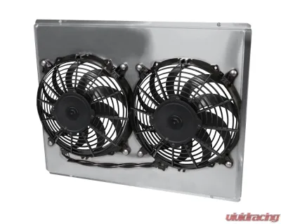 AFCO Aluminum Shroud Only Dual Satin Shroud Double Pass Crossflow GM A Body Cars w/ LSX 1968-1977 - 84253-F-DS-N