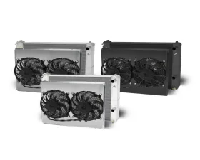 AFCO Aluminum Black Radiator & Shroud Dual Black Shroud Double Pass Chevrolet Camaro w/ LSX 1982-1992
