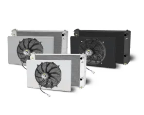 AFCO Aluminum Black Radiator & Shroud Single Black Shroud Double Pass Chevrolet Camaro w/ LSX 1982-1992
