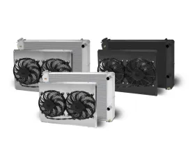 AFCO Aluminum Black Radiator & Shroud Dual Black Shroud Double Pass Pontiac Lemans 1978-1981 | Chevrolet Monte Carlo 1978-1987