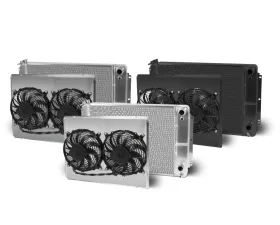 AFCO Aluminum Black Radiator & Shroud Dual Black Shroud Double Pass Crossflow Chevrolet Nova w/ LSX 1962-1967