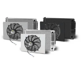 AFCO Aluminum Black Radiator & Shroud Single Black Shroud Double Pass Crossflow Chevrolet Nova w/ LSX 1962-1967