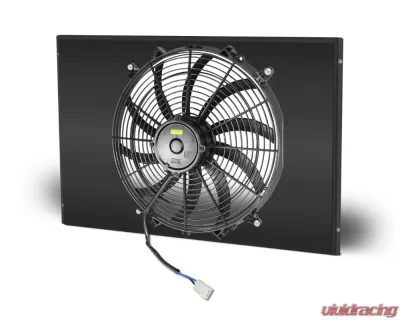 AFCO Aluminum Shroud Only Passenger Inlet Single Black Shroud 22" Wide Downflow w/ Cooler Mopar A, B &amp; E Body - 84296-F-SB-Y