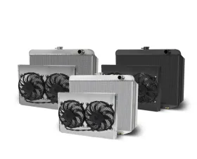 AFCO Aluminum Black Radiator & Shroud Passenger Inlet Dual Polished Shroud 22