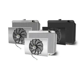 AFCO Aluminum Black Radiator & Shroud Passenger Inlet Single Polished Shroud 22