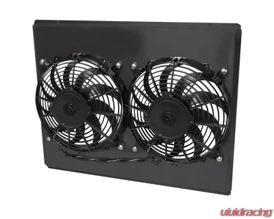 AFCO Aluminum Shroud Only Dual Black Shroud Double Pass w/ Transcooler Pontiac GTO w/ LSX 1964-1967 - 84298-F-DB-Y