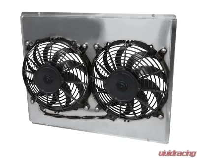 AFCO Aluminum Shroud Only Dual Satin Shroud Double Pass w/ Transcooler Pontiac GTO w/ LSX 1964-1967 - 84298-F-DS-Y