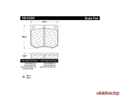 Centric Original Equipment Formula Brake Pads 100.03300 - 100.03300