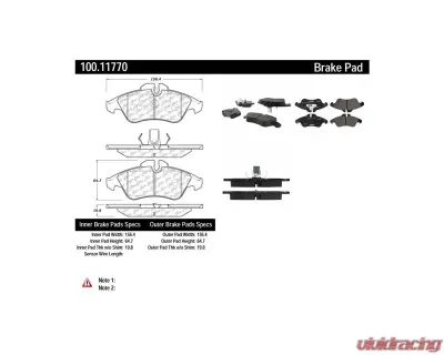Centric Original Equipment Formula Brake Pads with Hardware 100.11770 - 100.11770