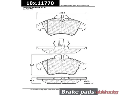 Centric Original Equipment Formula Brake Pads with Hardware 100.11770 - 100.11770