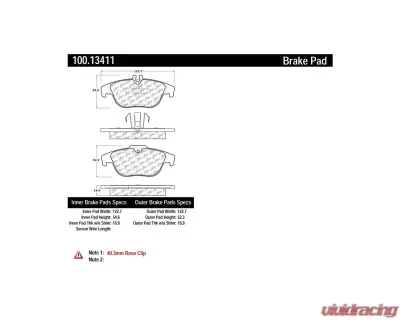 Centric Original Equipment Formula Brake Pads with Hardware 100.13411 - 100.13411