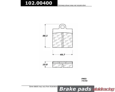 Centric C-Tek Semi-Metallic Brake Pads with Shims 102.00400 - 102.00400