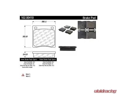 Centric C-Tek Semi-Metallic Brake Pads with Shims 102.00410 - 102.00410
