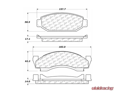 Centric C-Tek Semi-Metallic Brake Pads with Shims 102.00500 - 102.00500