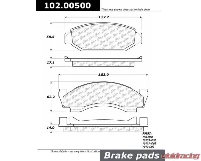 Centric C-Tek Semi-Metallic Brake Pads with Shims 102.00500 - 102.00500