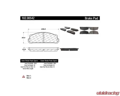 Centric C-Tek Semi-Metallic Brake Pads with Shims 102.00542 - 102.00542