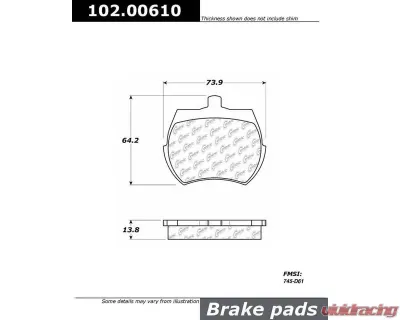 Centric C-Tek Semi-Metallic Brake Pads with Shims 102.00610 - 102.00610