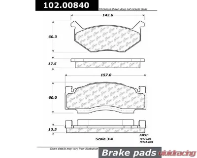 Centric C-Tek Semi-Metallic Brake Pads with Shims 102.00840 - 102.00840
