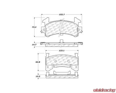 Centric C-Tek Semi-Metallic Brake Pads with Shims 102.01540 - 102.01540