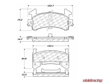 Centric C-Tek Semi-Metallic Brake Pads with Shims 102.01540 - 102.01540