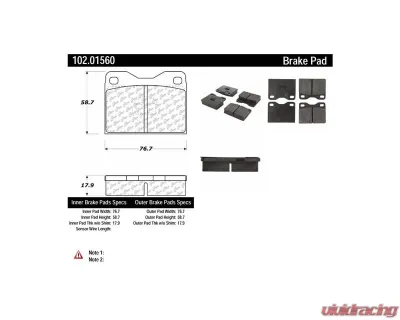 Centric C-Tek Semi-Metallic Brake Pads with Shims 102.01560 - 102.01560