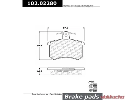Centric C-Tek Semi-Metallic Brake Pads with Shims 102.02280 - 102.02280