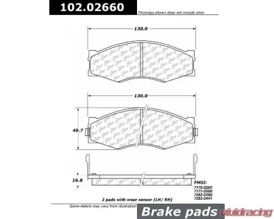 Centric C-Tek Semi-Metallic Brake Pads with Shims 102.02660 - 102.02660