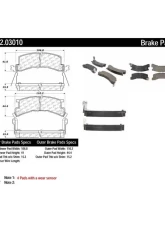 Centric C-Tek Semi-Metallic Brake Pads with Shims 102.03010                                     - 102.03010 - Image 2