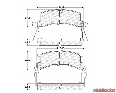Centric C-Tek Semi-Metallic Brake Pads with Shims 102.03010 - 102.03010