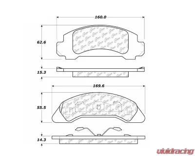 Centric C-Tek Semi-Metallic Brake Pads with Shims 102.03260 - 102.03260