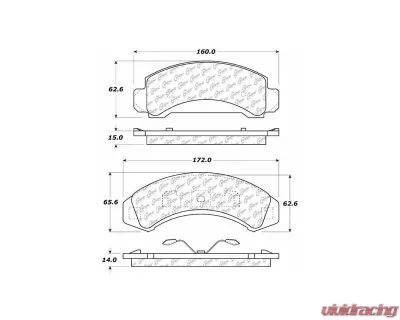 Centric C-Tek Semi-Metallic Brake Pads with Shims 102.03870 - 102.03870