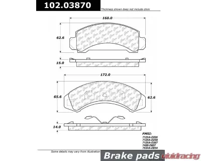 Centric C-Tek Semi-Metallic Brake Pads with Shims 102.03870 - 102.03870