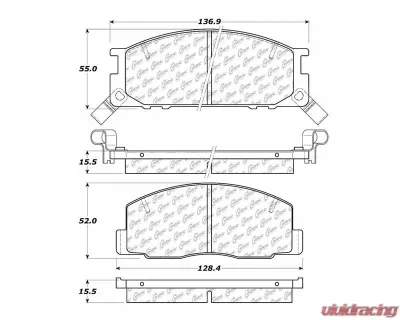 Centric C-Tek Semi-Metallic Brake Pads with Shims 102.03880 - 102.03880